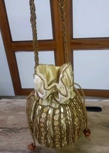 Gold Beaded Potli Bag