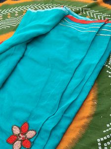 Elegant Turquoise Embellished Saree