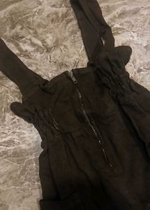 Dark Wash Denim Jumpsuit with Zipper