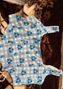 Cute Blue Gingham Floral Corset Top
