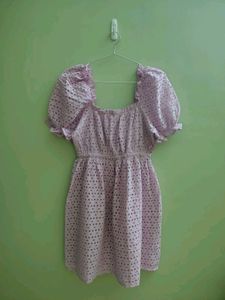 Lavender Eyelet Puff Sleeve Dress