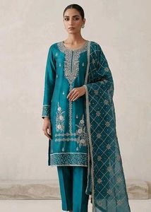 Teal Embroidered Kurta Set with Dupatta