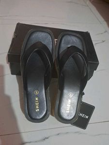 Shein slip on open toe Black Wedge Platform heels
