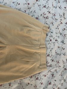 High Waisted Beige Wide Leg Trousers