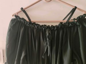 Off-Shoulder emerald green Dress