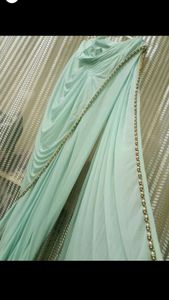 Elegant Mint Green Drape Saree
