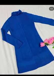 Blue Turtleneck Sweater Dress