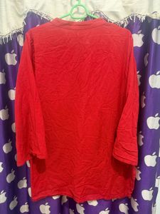 Bright red farshi kurta salwar