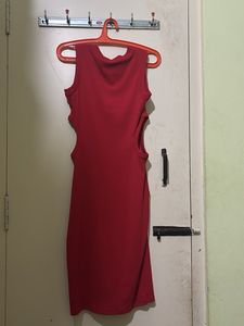 Red Ribbed Cut-Out Tank Top