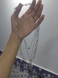 Layered Lock & Star Pendant Necklace