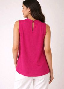 Pink Sleeveless Mock Neck Top