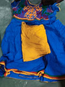 Embroidered Blue Kurta with Yellow Palazzo
