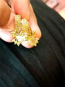 Elegant Gold-Tone Clip-On Earrings with Crystals