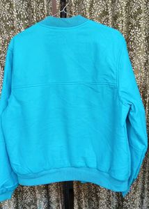 blue leather Bomber Jacket