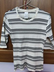 Striped Tee with 3/4 Sleeves