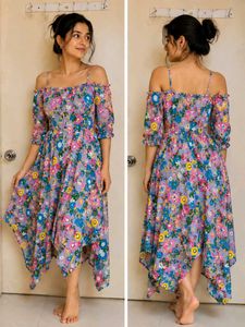 Off-Shoulder Floral Midi Dress