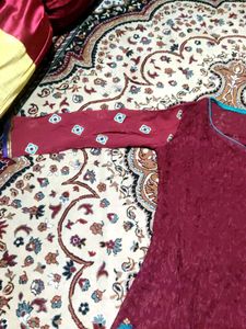 coffee brown Embroidered suit set