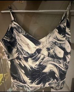 Abstract Marble Print Ruched Top