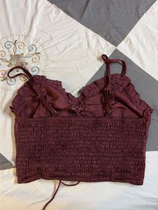 Burgundy Corset Crop Top