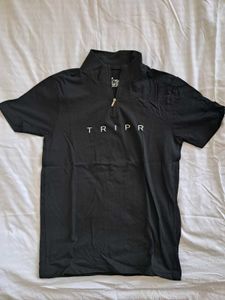 Men's Black Zip Neck T-Shirt