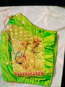 Green Embroidered Sari Blouse