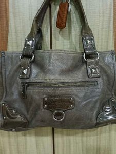 Stylish Grey Leather Lancaster handbag