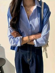 New with tag Korean Chic Striped Button-Up Shirt