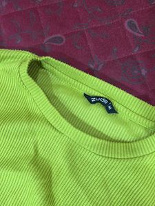 Lime Green Ruched Long Sleeve Top