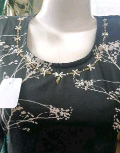 Stylish Black Kurta Set with White Print