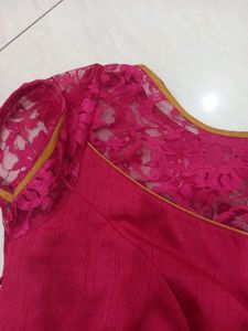 Elegant Pink Lace Saree Blouse