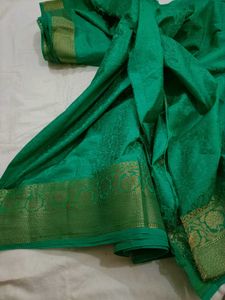 Green Banarasi Saree with free