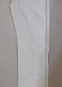 Cream Casual Trousers For Men