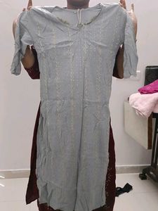 Stylish Grey Kurta with Embellishments