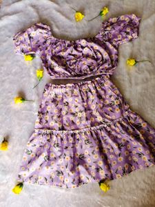 4-6 Years Girls Lavender Floral Co-Ord Set