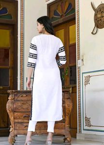 White Kurta with Black Embroidery