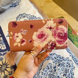 Floral Wallet with Pom