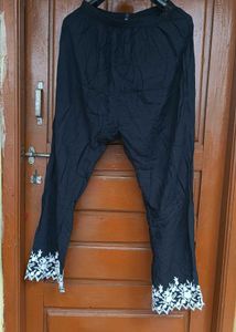 Elegant Black Kurta Set with White Embroidery