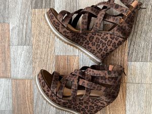 New Catwalk Brown Printed Strappy Heels
