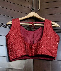 Stylish Sparkling Red Sequined Blouse