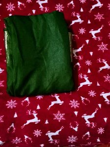 Green Silk Saree with Gold Border