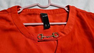 KAZO Orange Longline Side-Slit Tunic
