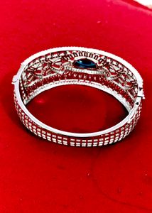 Stunning Oval Blue Stone Bangle Bracelet