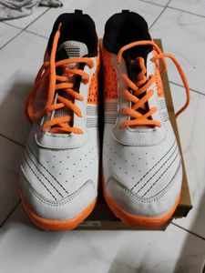 Men's White & Orange Circket Sport Shoes