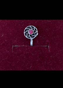 Oxidized Clip On Nose Pin with Pink Stone