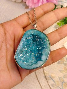 Aqua Blue Druzy Pandent