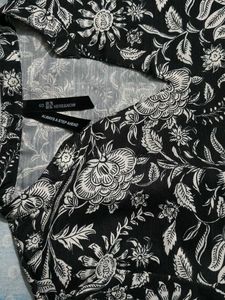 Floral Printed Band Collar Straight Short Kurti