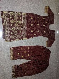 Brown silk touser kurti  set