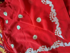 Elegant Red Embroidered Saree