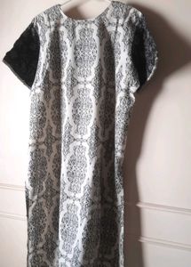 Women's Black and White block print Kurti