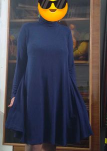 Navy Blue Turtleneck Dress